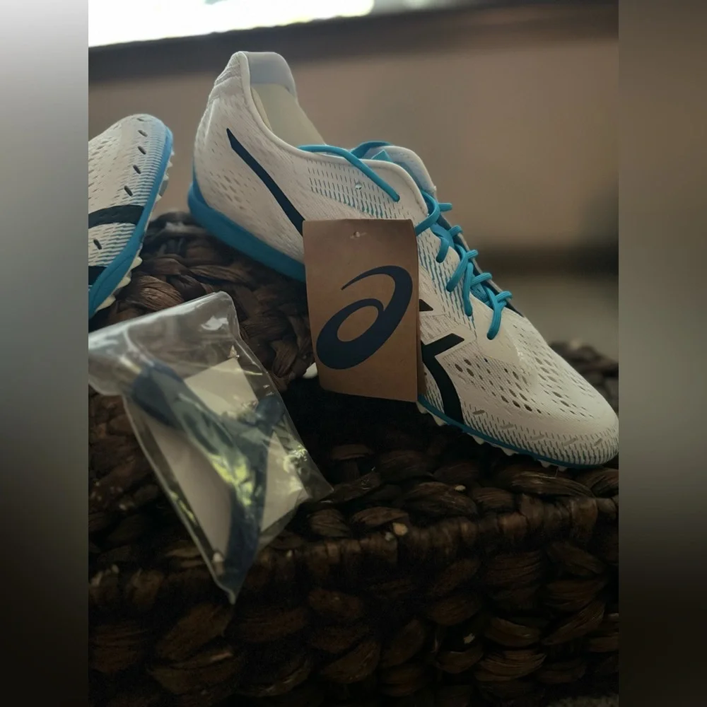 ASICS Men's Track Shoes White and Blue Unisex / GUN LAP 2 / Size 10
